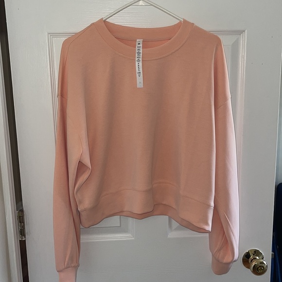Lululemon perfectly oversized crop crew *softstreme size 8 peach - Picture 4 of 10